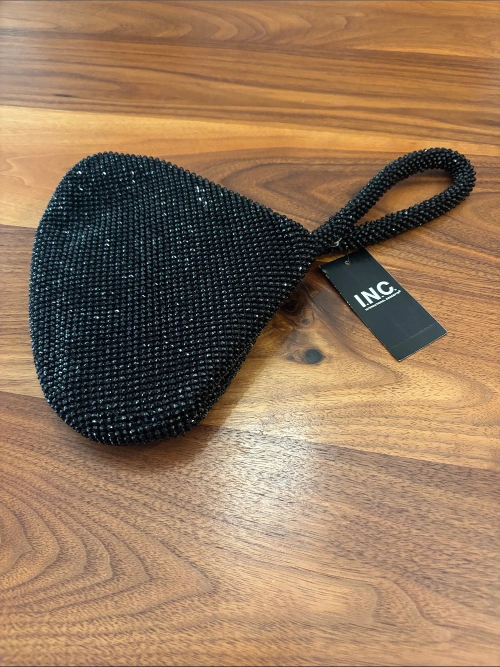 NWT New I.N.C. International Concepts Black Doris Sparkle Mesh Pouch Purse